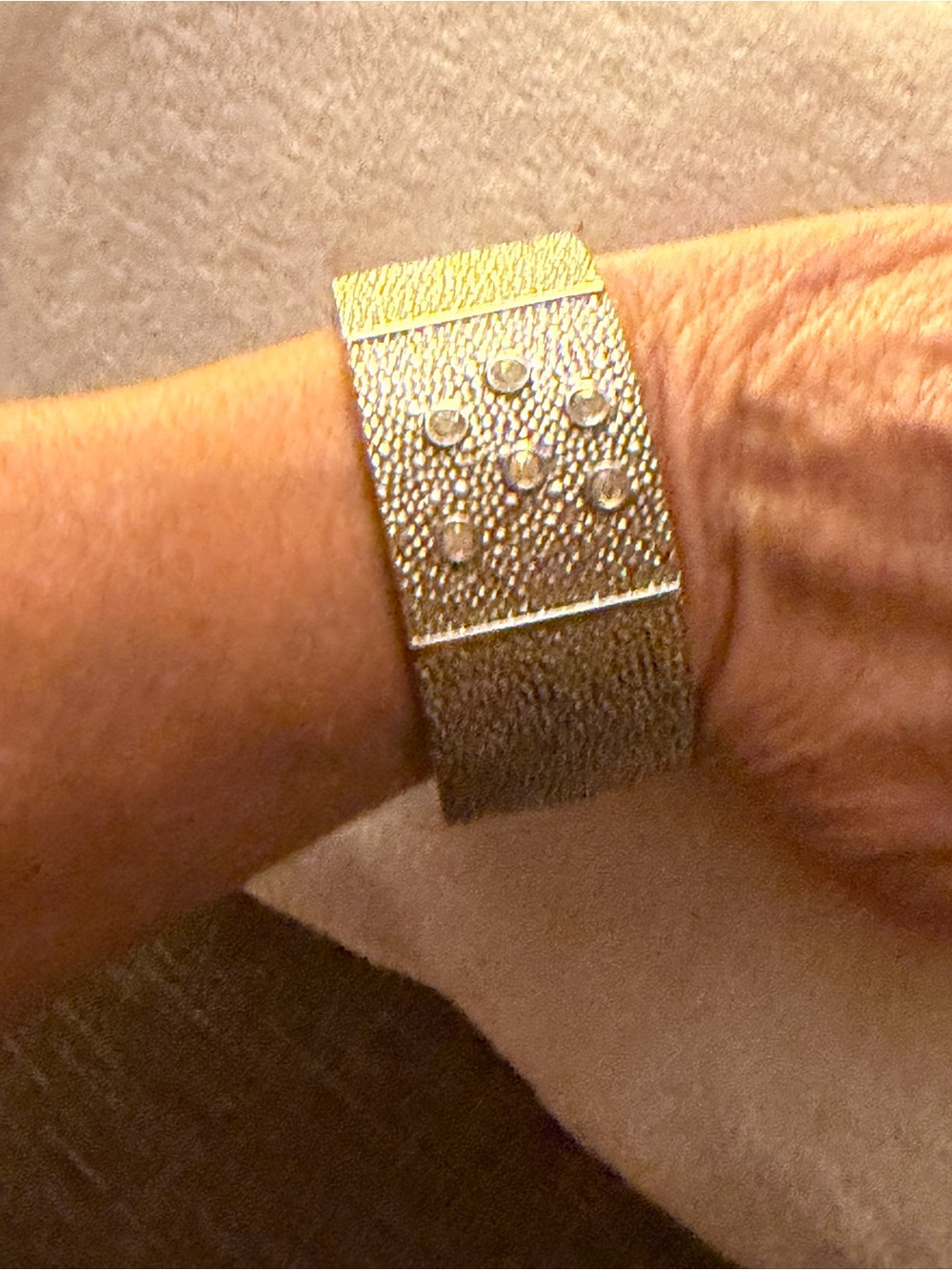 Source Unknown Silver Textured Bangle with Stud Detailing